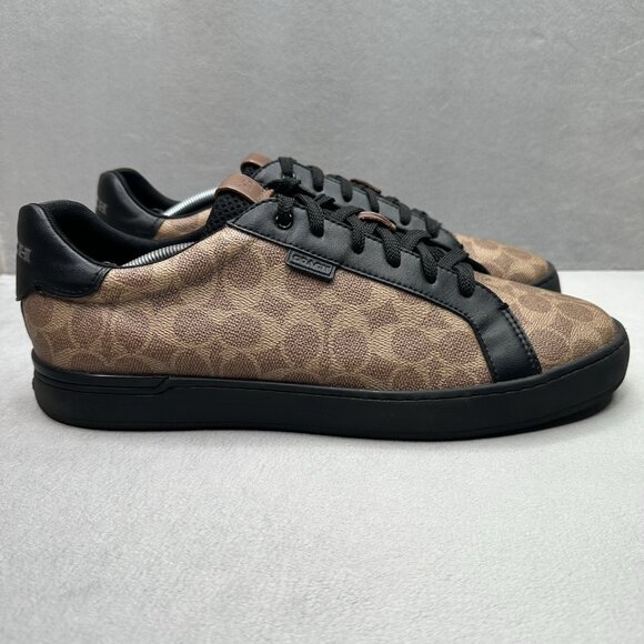 COACH Lowline Mens Size 13 (D) Shoes Tan / Black Signature Low Top Sneaker - Picture 1 of 8